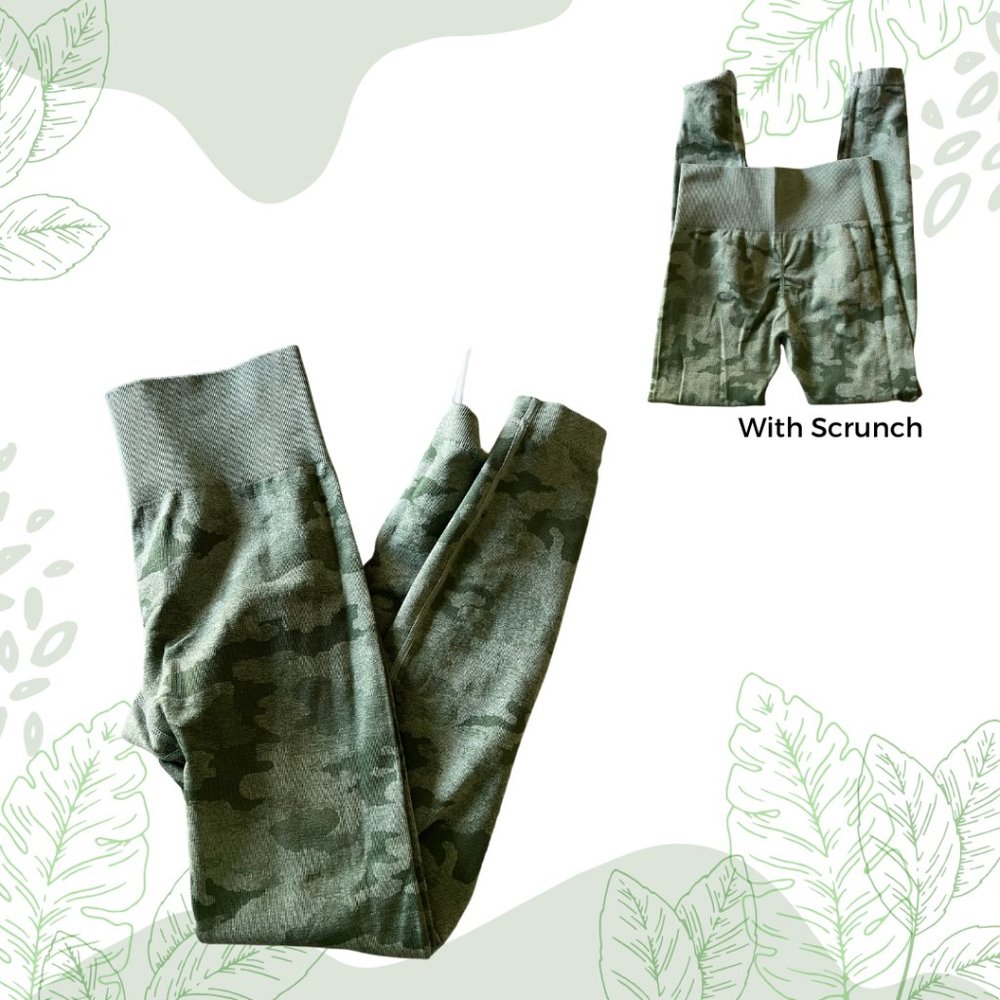 Green Camo Seamless Leggings with Butt Scrunch